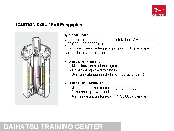 IGNITION COIL / Koil Pengapian Ignition Coil : Untuk mempertinggi tegangan listrik dari 12