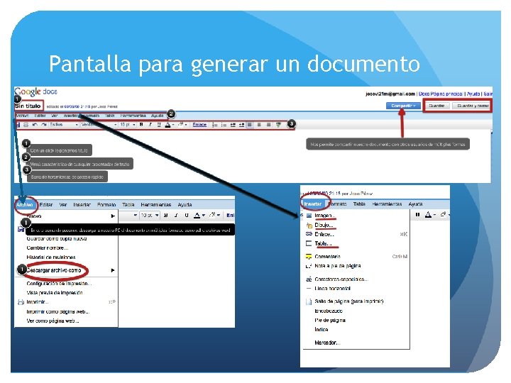 Pantalla para generar un documento 