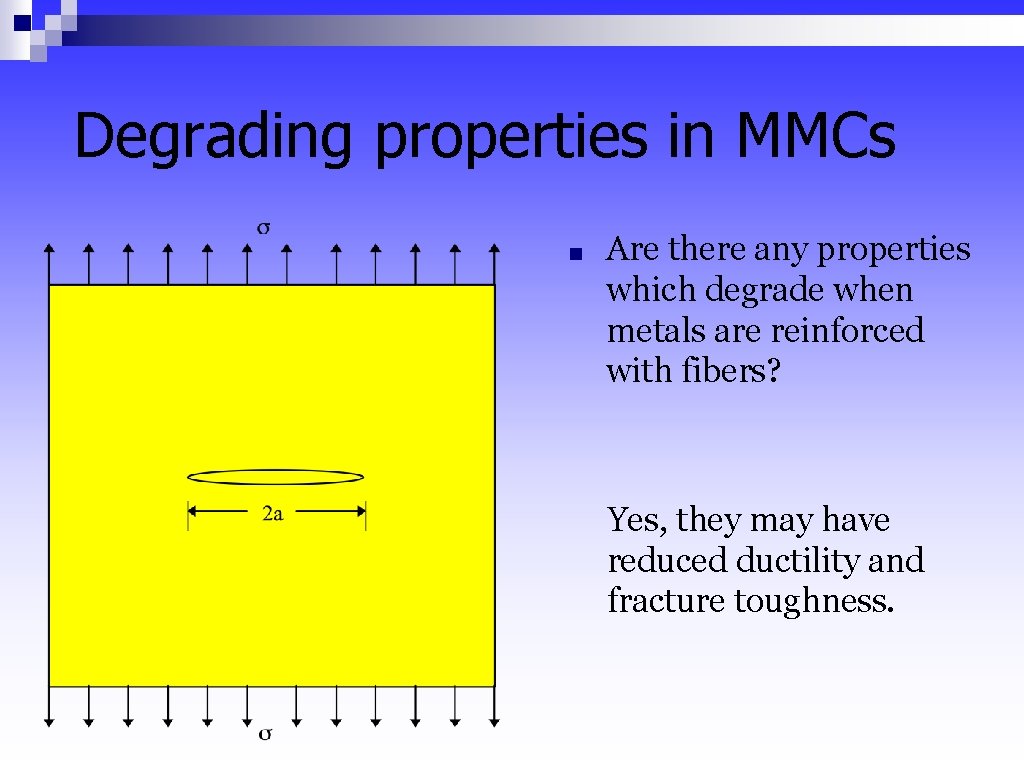 Degrading properties in MMCs ■ Are there any properties which degrade when metals are