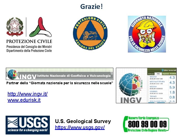 Grazie! Partner della “Giornata nazionale per la sicurezza nelle scuole” http: //www. ingv. it/