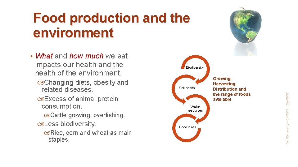 Food production and the environment What and how much we eat impacts our health