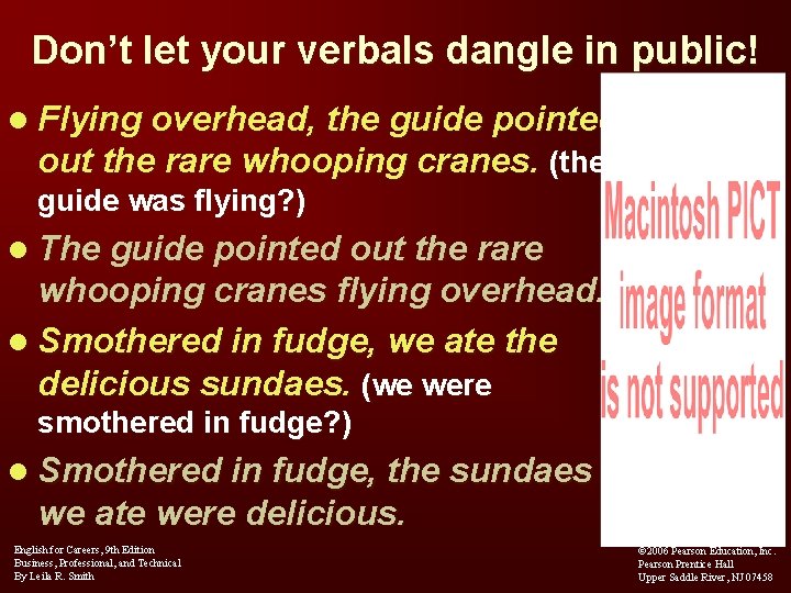 Don’t let your verbals dangle in public! l Flying overhead, the guide pointed out