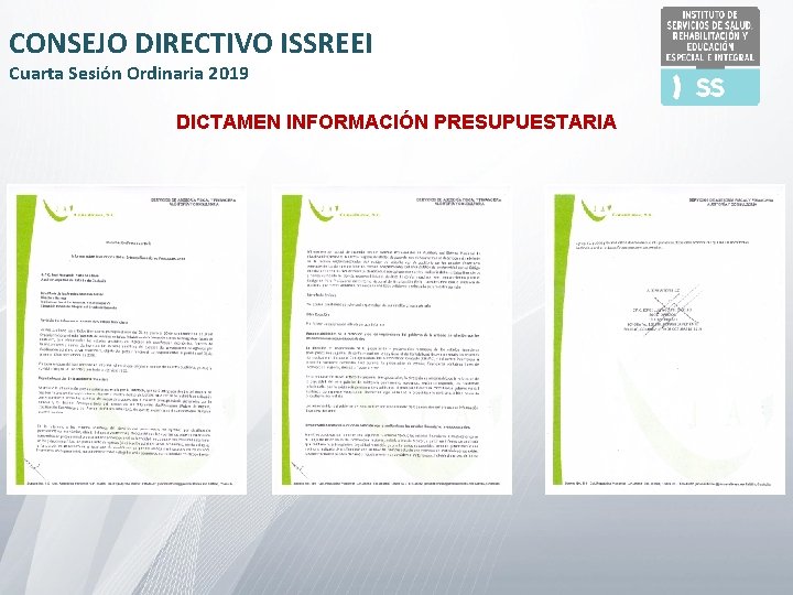CONSEJO DIRECTIVO ISSREEI Cuarta Sesión Ordinaria 2019 DICTAMEN INFORMACIÓN PRESUPUESTARIA 