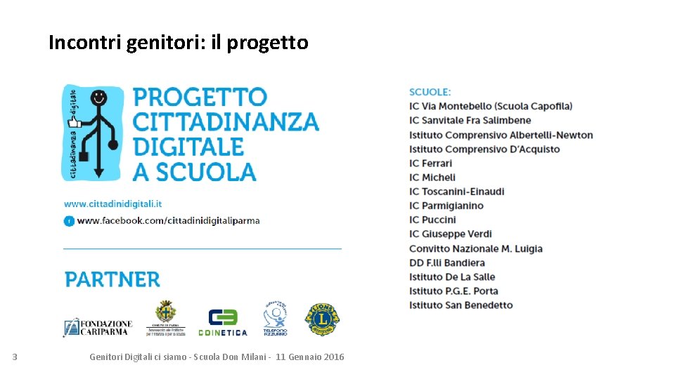 Incontri genitori: il progetto 3 Genitori Digitali ci siamo - Scuola Don Milani -