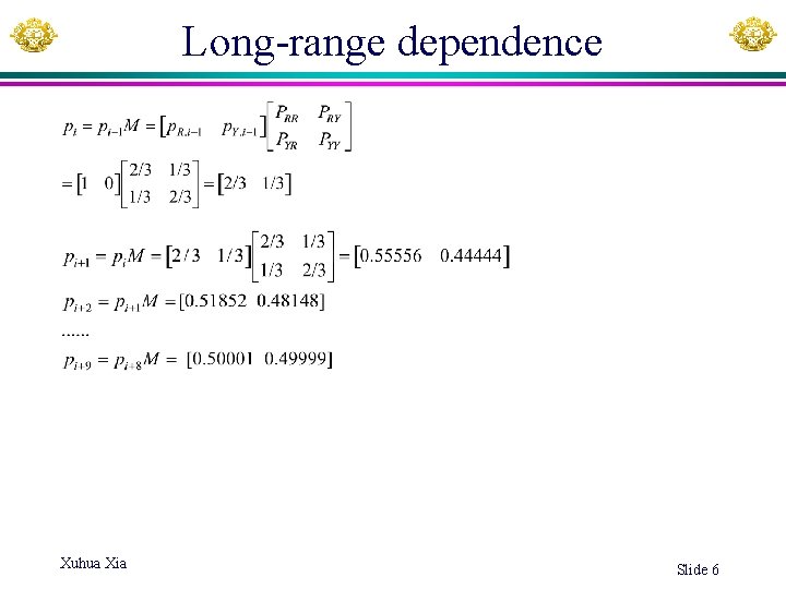 Long-range dependence Xuhua Xia Slide 6 