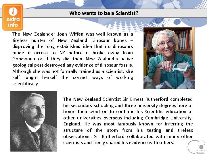 Who wants to be a Scientist? The New Zealander Joan Wiffen was well known