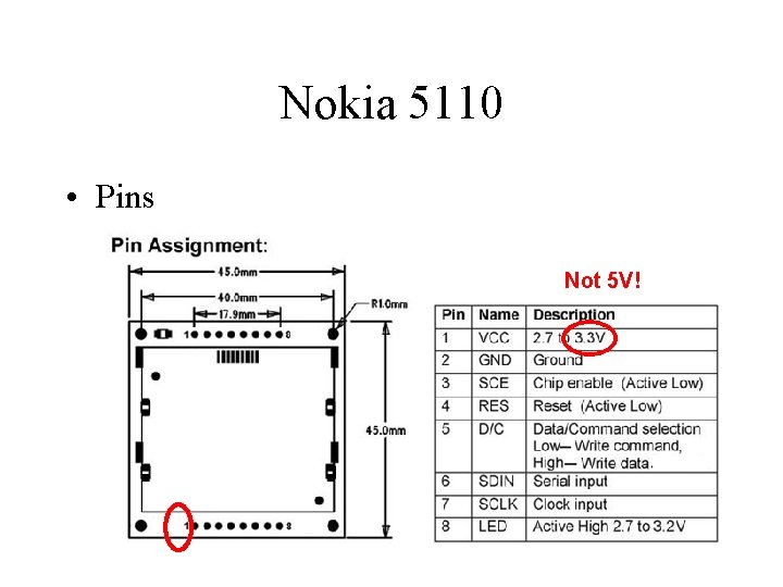 Nokia 5110 • Pins Not 5 V! 