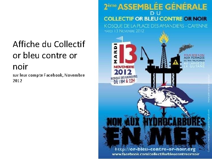 Affiche du Collectif or bleu contre or noir sur leur compte Facebook, Novembre 2012