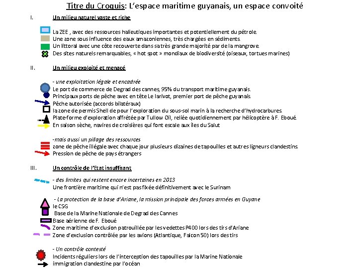 Titre du Croquis: L’espace maritime guyanais, un espace convoité I. Un milieu naturel vaste