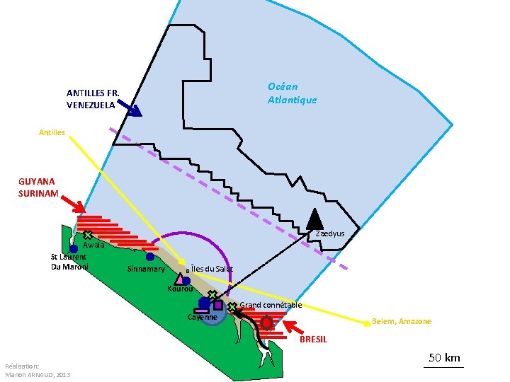 Océan Atlantique ANTILLES FR. VENEZUELA Antilles GUYANA SURINAM Zaedyus Awala St Laurent Du Maroni