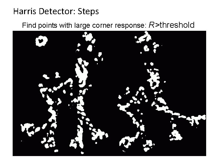 Harris Detector: Steps Find points with large corner response: R>threshold 