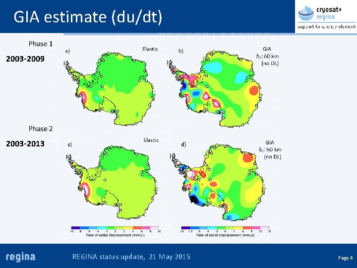 GIA estimate (du/dt) 2003 -2009 2003 -2013 REGINA status update, 21 May 2015 Page