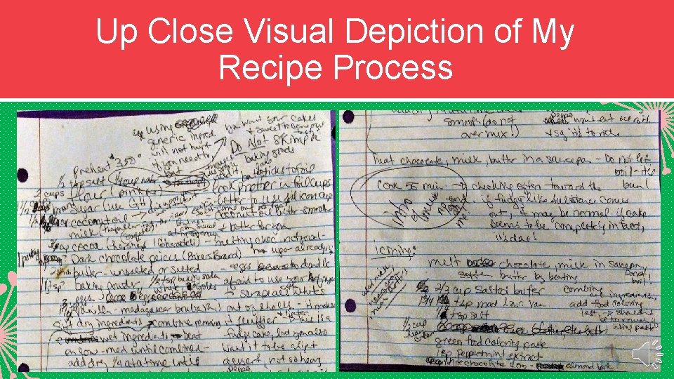 Up Close Visual Depiction of My Recipe Process 