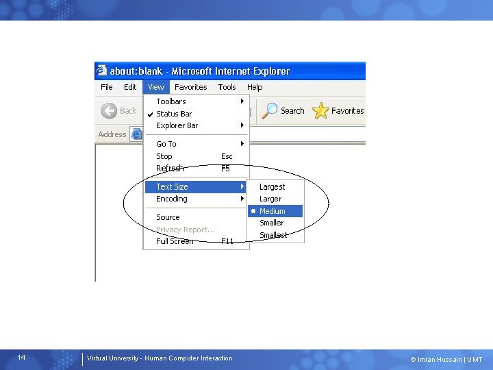 14 Virtual University - Human Computer Interaction © Imran Hussain | UMT 