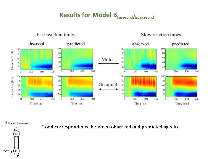 Results for Model Bforward/backward Good correspondence between observed and predicted spectra 21 