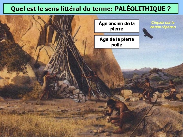 Quel est le sens littéral du terme: PALÉOLITHIQUE ? ge ancien de la pierre Quel est le sens littéral du terme: PALÉOLITHIQUE ? ge ancien de la pierre