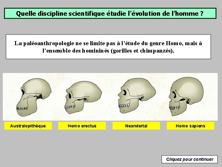 Quelle discipline scientifique étudie l’évolution de l’homme ? La paléoanthropologie ne se limite pas Quelle discipline scientifique étudie l’évolution de l’homme ? La paléoanthropologie ne se limite pas