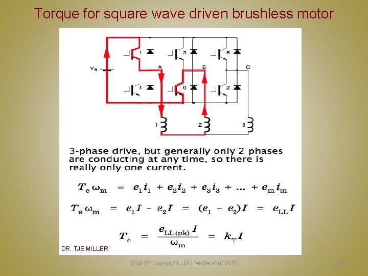 Torque for square wave driven brushless motor DR. TJE MILLER Mod 28 Copyright: JR