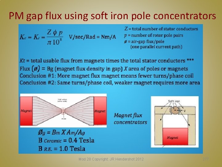 PM gap flux using soft iron pole concentrators Mod 28 Copyright: JR Hendershot 2012