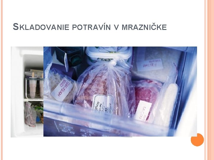 SKLADOVANIE POTRAVÍN V MRAZNIČKE SKLADOVANIE POTRAVÍN V MRAZNIČKE