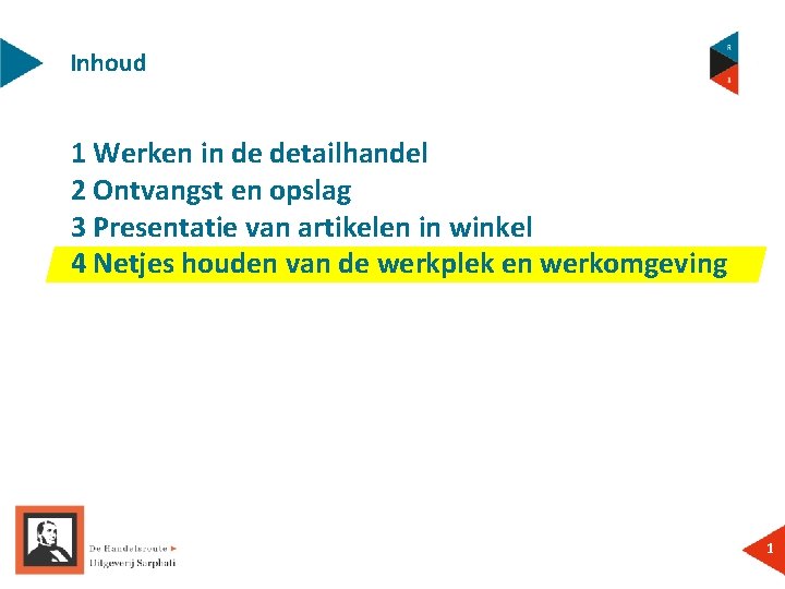 Inhoud 1 Werken in de detailhandel 2 Ontvangst en opslag 3 Presentatie van artikelen