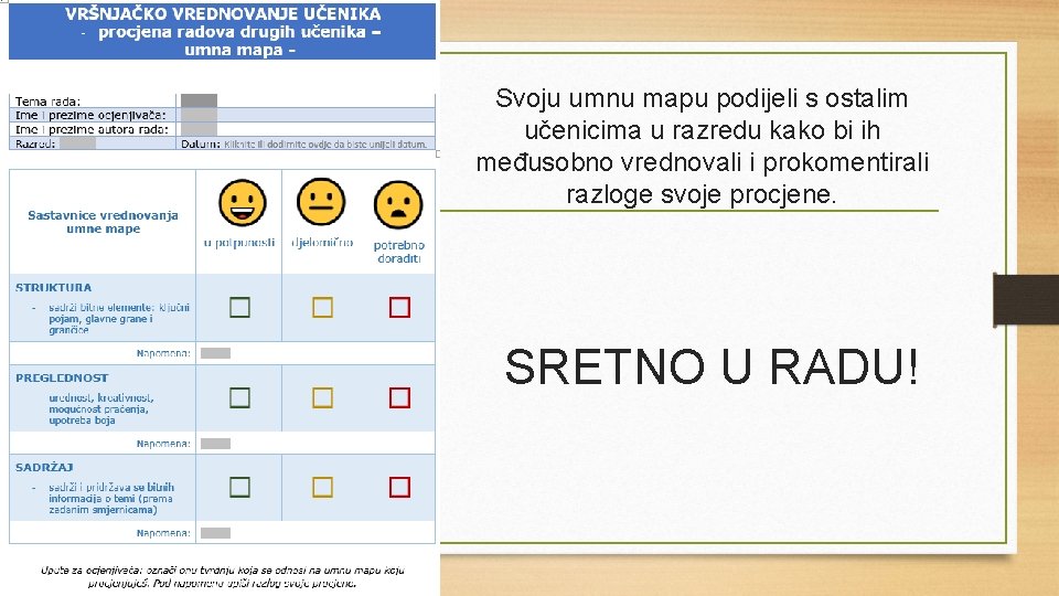 Svoju umnu mapu podijeli s ostalim učenicima u razredu kako bi ih međusobno vrednovali