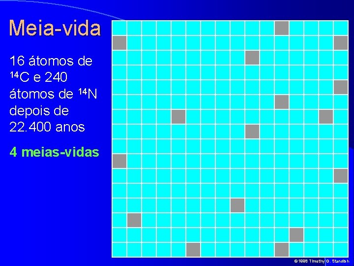 Meia-vida 16 átomos de 14 C e 240 átomos de 14 N depois de