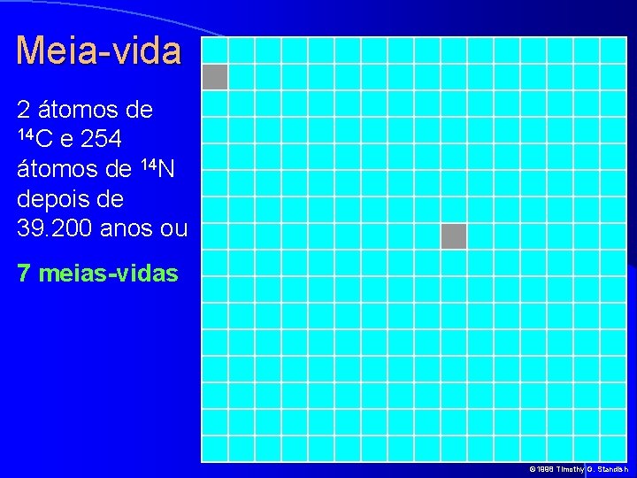 Meia-vida 2 átomos de 14 C e 254 átomos de 14 N depois de