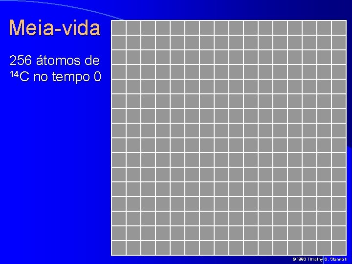 Meia-vida 256 átomos de 14 C no tempo 0 © 1998 Timothy G. Standish