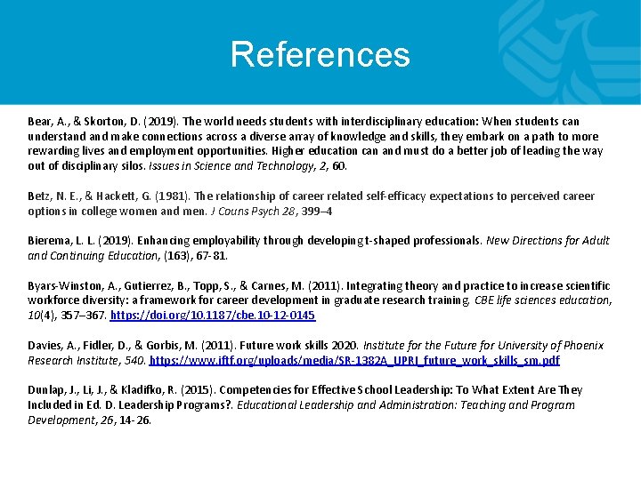 References Bear, A. , & Skorton, D. (2019). The world needs students with interdisciplinary References Bear, A. , & Skorton, D. (2019). The world needs students with interdisciplinary