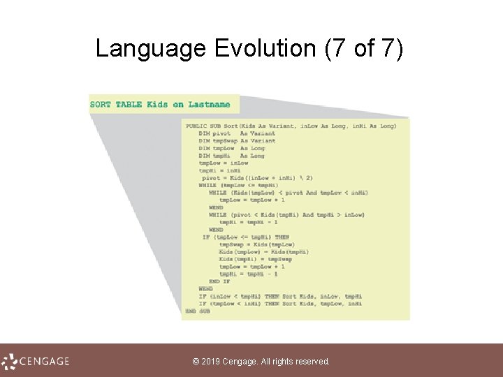 Language Evolution (7 of 7) © 2019 Cengage. All rights reserved. 
