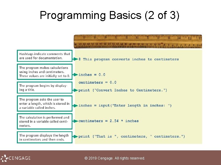 Programming Basics (2 of 3) © 2019 Cengage. All rights reserved. 