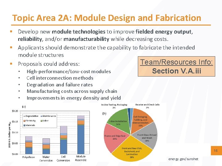 Topic Area 2 A: Module Design and Fabrication § Develop new module technologies to