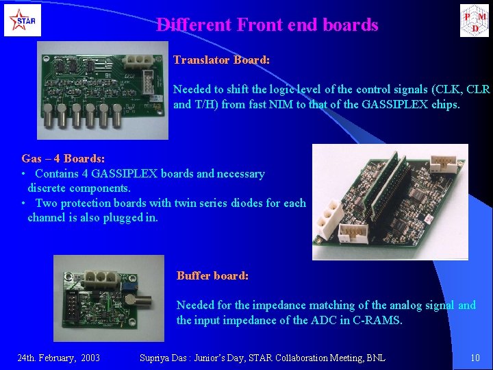 Different Front end boards Translator Board: Needed to shift the logic level of the