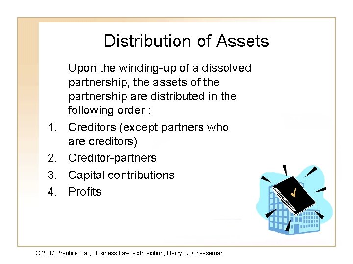 Distribution of Assets 1. 2. 3. 4. Upon the winding-up of a dissolved partnership,