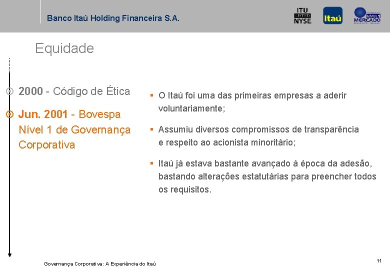 Banco Itaú Holding Financeira S. A. Equidade ¤ 2000 - Código de Ética ¤