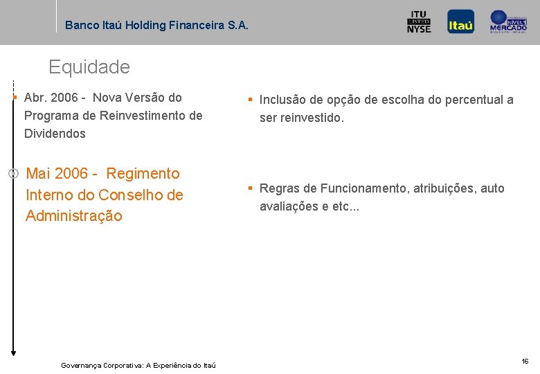 Banco Itaú Holding Financeira S. A. Equidade § Abr. 2006 - Nova Versão do