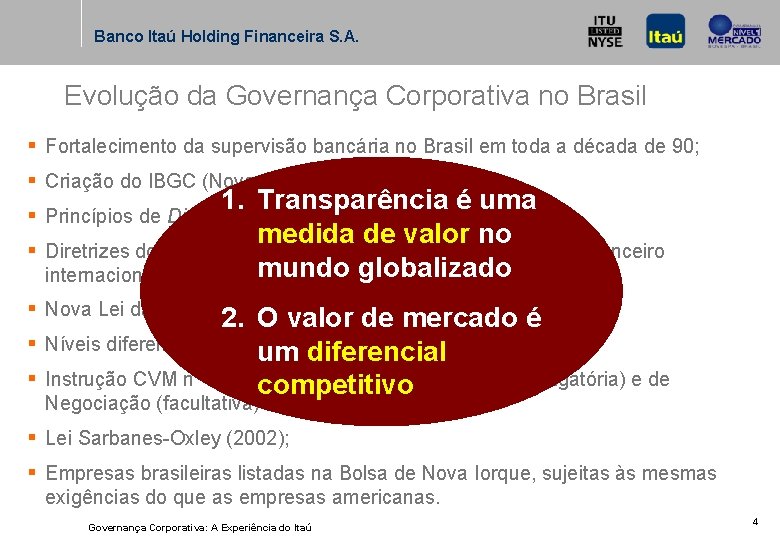 Banco Itaú Holding Financeira S. A. Evolução da Governança Corporativa no Brasil § Fortalecimento