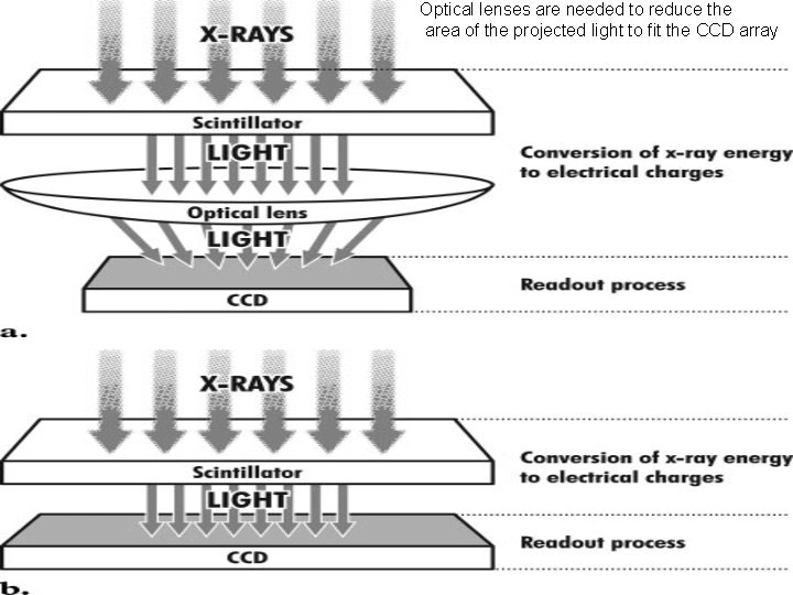Optical lenses are needed to reduce the area of the projected light to fit