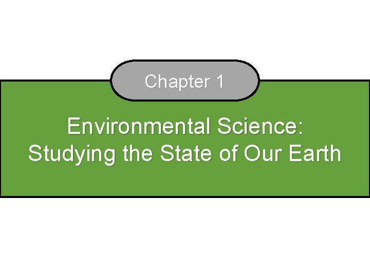 Chapter 1 Environmental Science: Studying the State of Our Earth 