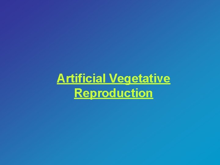 Artificial Vegetative Reproduction 