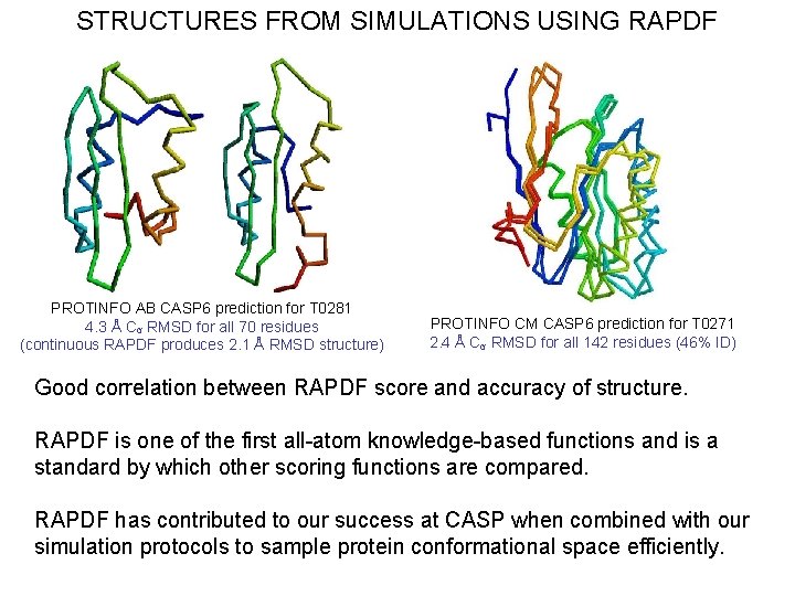 STRUCTURES FROM SIMULATIONS USING RAPDF PROTINFO AB CASP 6 prediction for T 0281 4.