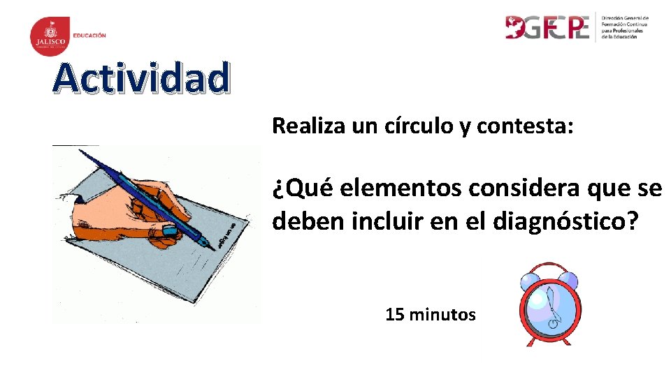 Actividad Realiza un círculo y contesta: ¿Qué elementos considera que se deben incluir en