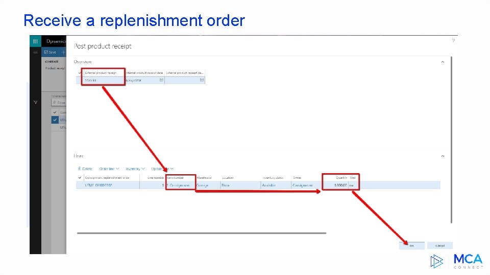 Receive a replenishment order 