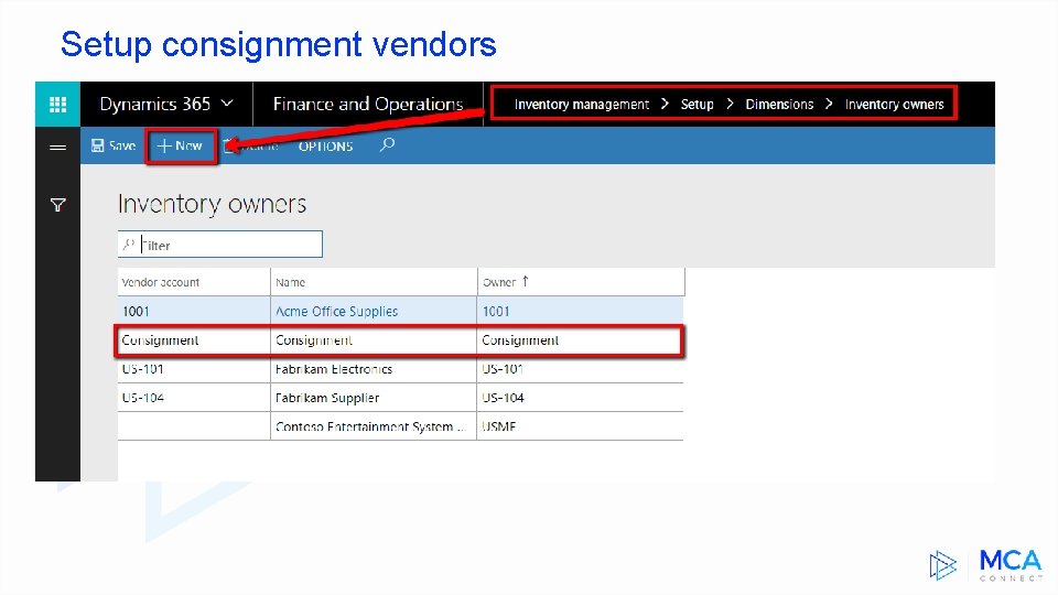 Setup consignment vendors 