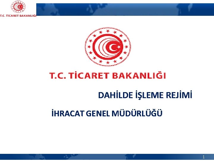 DAHİLDE İŞLEME REJİMİ İHRACAT GENEL MÜDÜRLÜĞÜ 1 