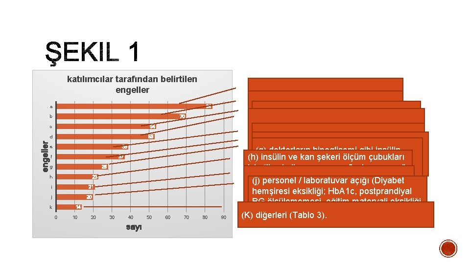 katılımcılar tarafından belirtilen engeller a 84 b 70 c 54 engeller d 53 e