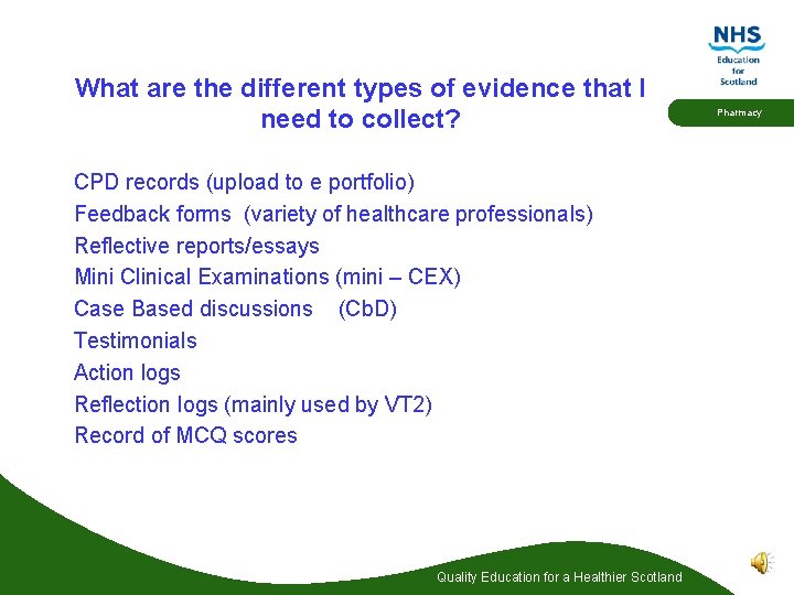 What are the different types of evidence that I need to collect? CPD records