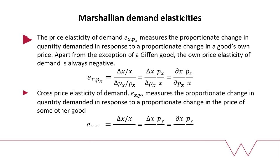 Marshallian demand elasticities 