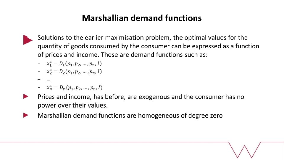 Marshallian demand functions 